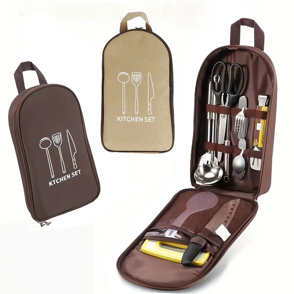 Camping Cooking Utensil Organizer - حقيبة طهي محمولة للاستخدام الخارجي، حقيبة