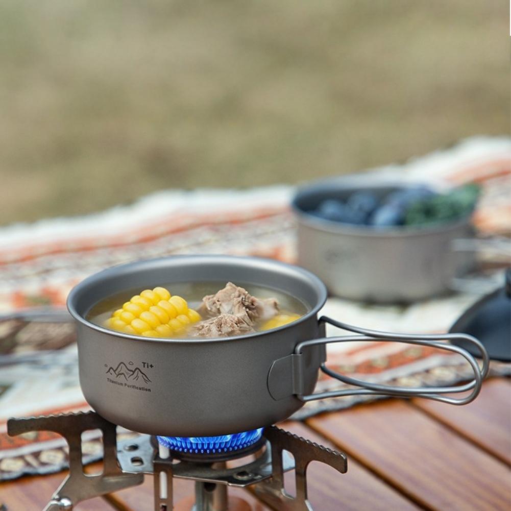 Camping Cooking One Pot - وعاء طهي من التيتانيوم للنزهات الخارجية،