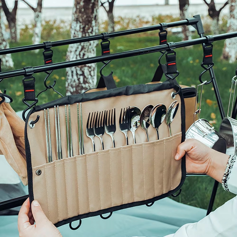 Camping Cooking Utensils Storage - حقيبة تخزين أدوات المائدة المحمولة للاستخدام