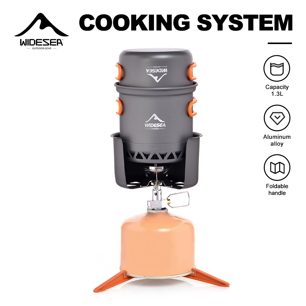 Camping Cooking One Pot - Widesea المحمولة موقد للتخييم مجموعة الألومنيوم