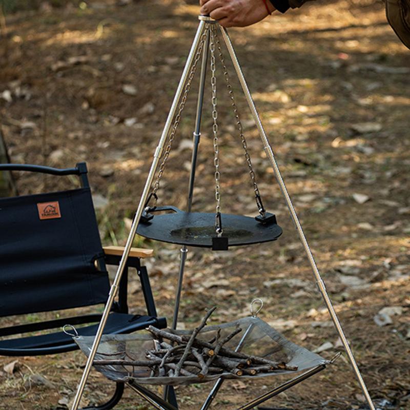 Camping Cooking One Pot - الألومنيوم التخييم النار ترايبود المحمولة مثلث