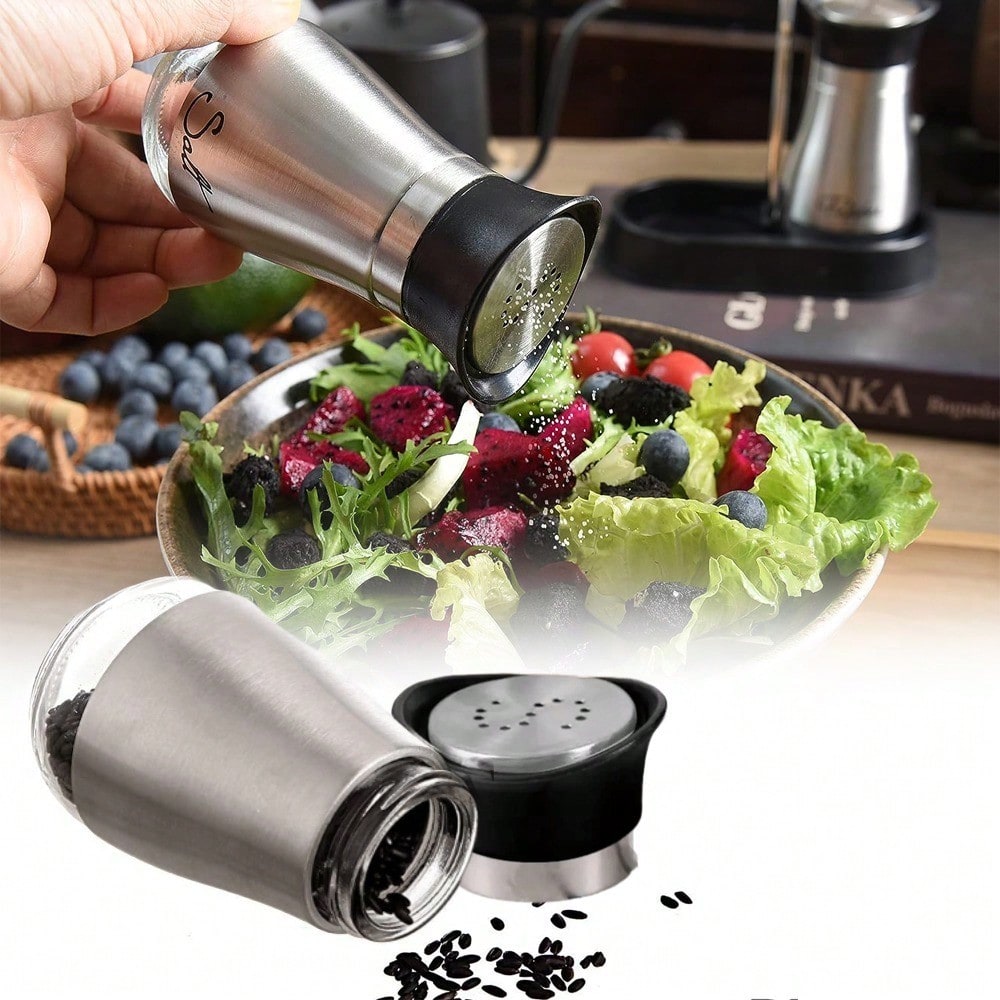 Camping Cooking Gifts - شاكر ملح وفلفل بغطاء من الفولاذ