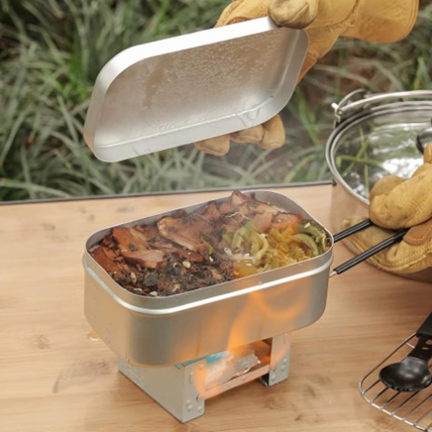 Camping Cooking Books - مقبض صندوق بينتو قابل للطي، حاوية
