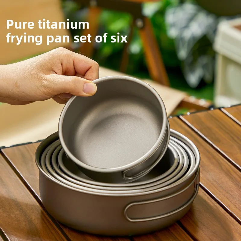 Camping Lightweight Cooking Pot - التيتانيوم في الهواء الطلق وعاء مجموعة