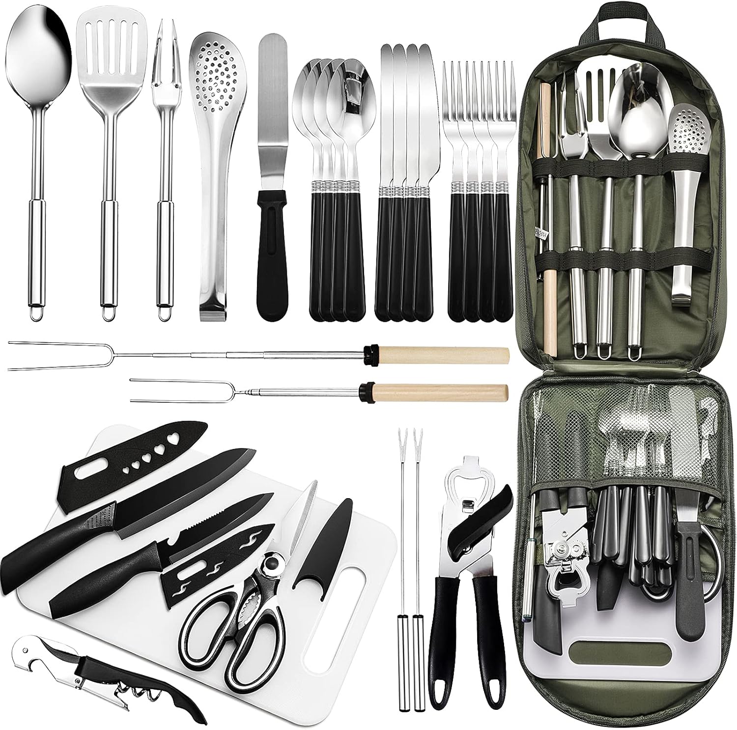 مجموعة أدوات مطبخ محمولة للتخي - مراجعة Camping Cooking Utensil Organizer وسعره