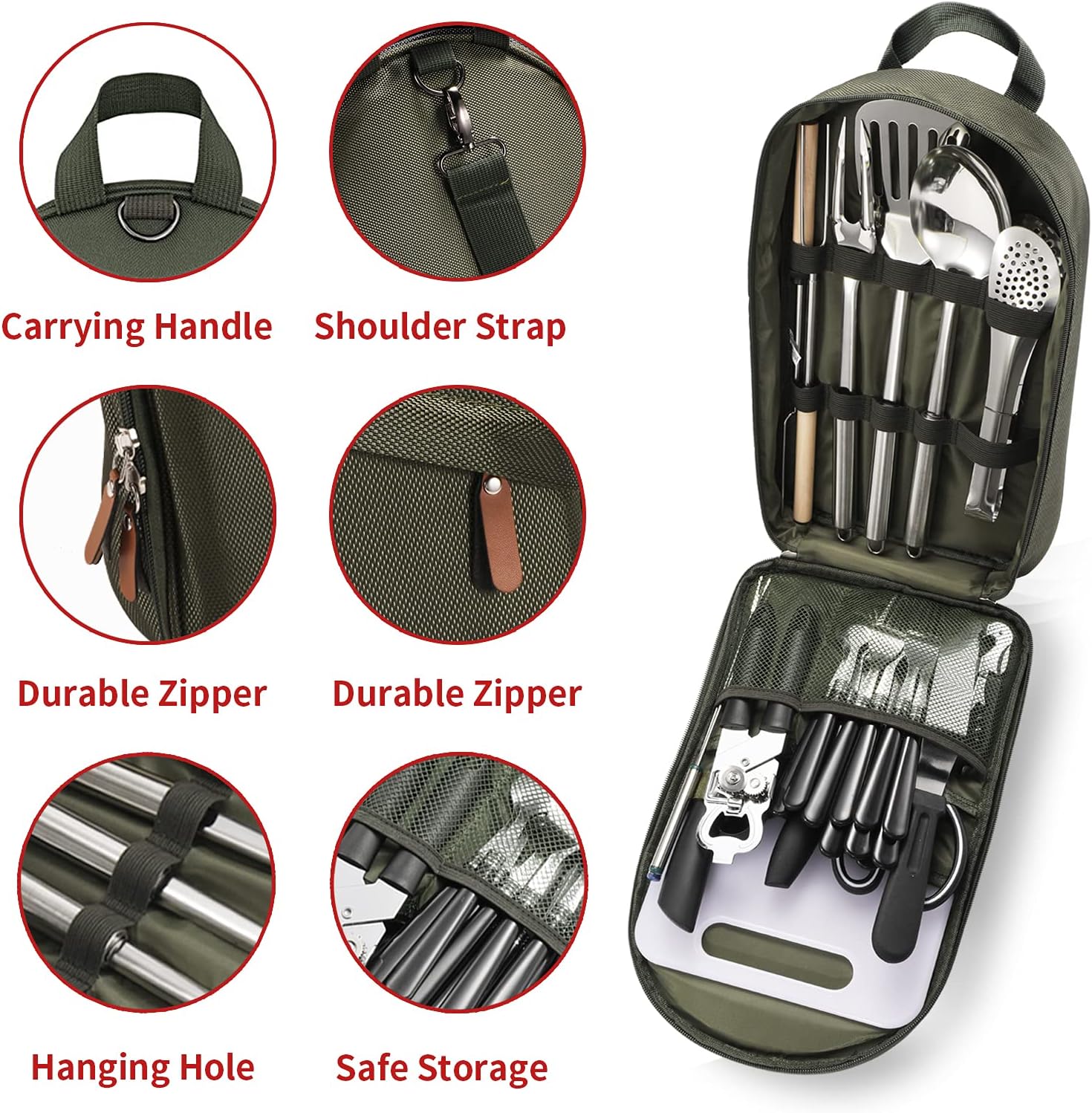 مجموعة أدوات مطبخ محمولة للتخي - مراجعة Camping Cooking Utensil Organizer وسعره