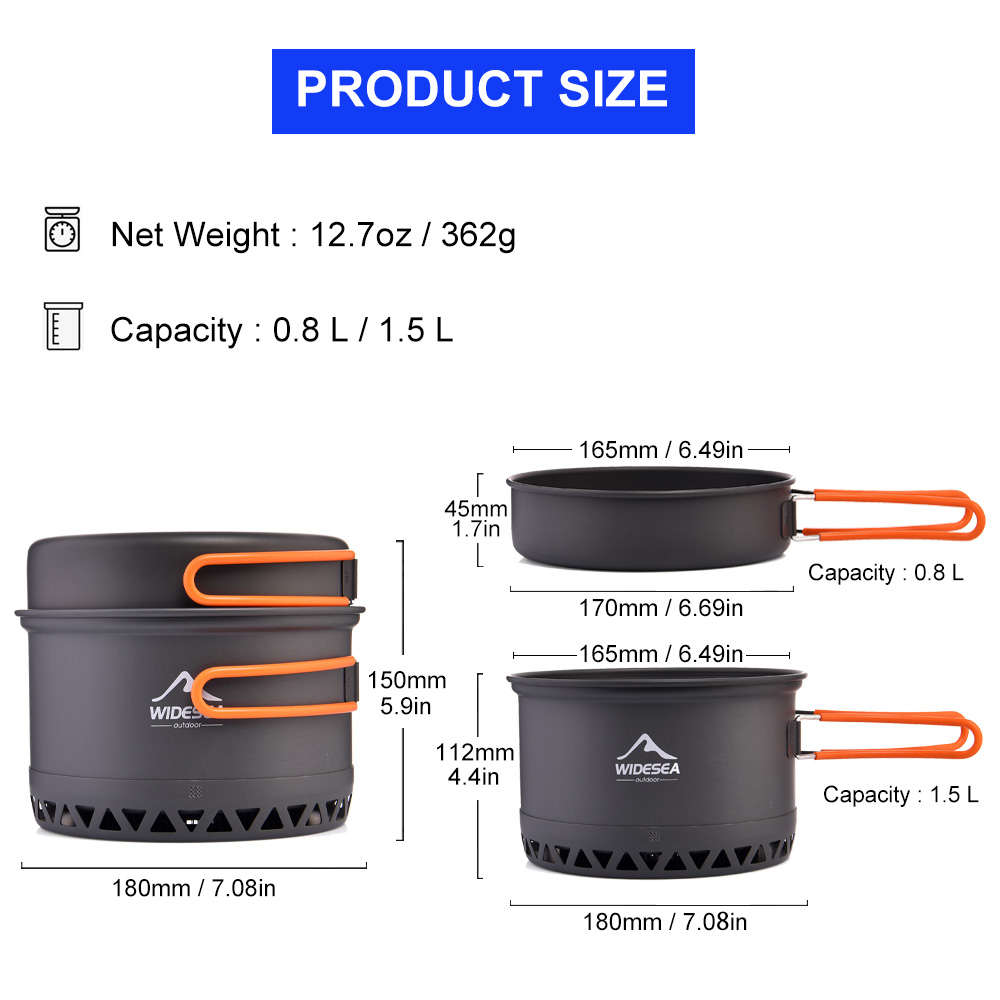 Widesea وعاء التخييم 1.3L 2.3L - مراجعة Camping Cooking Bundle وسعره