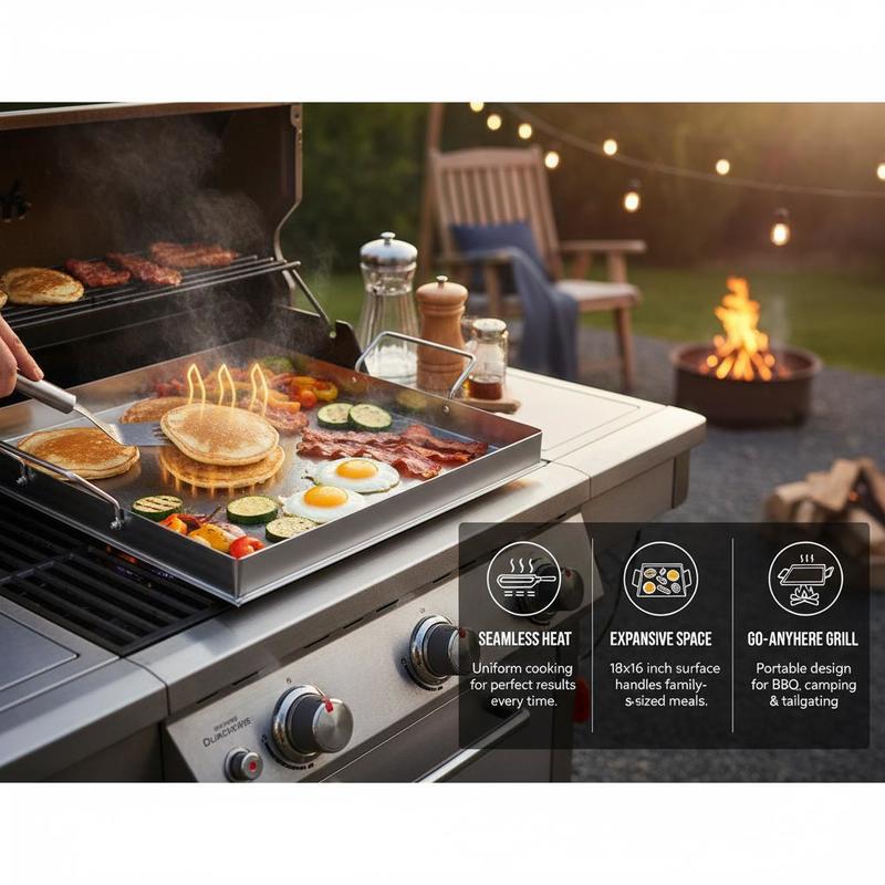 شواية مسطحة عالمية مقاس 18x16  - مراجعة Camping Cooking Top وسعره