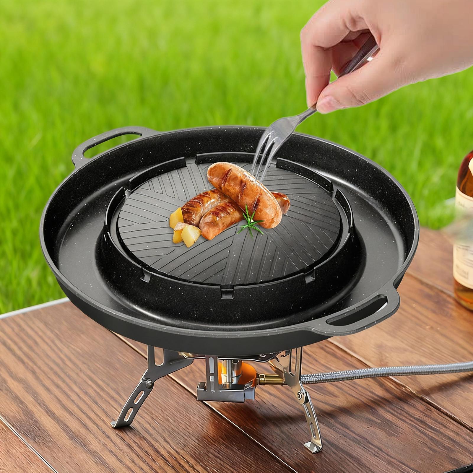 شواية 2 في 1 ومقلاة ساخنة لسطح - مراجعة Camping Cooking Griddle وسعره