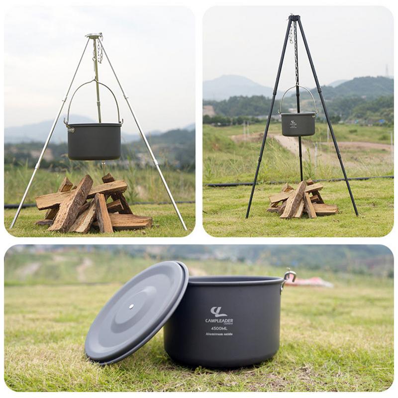 4.5L التخييم وعاء معلق تجهيزات - مراجعة Camping Cooking One Pot وسعره