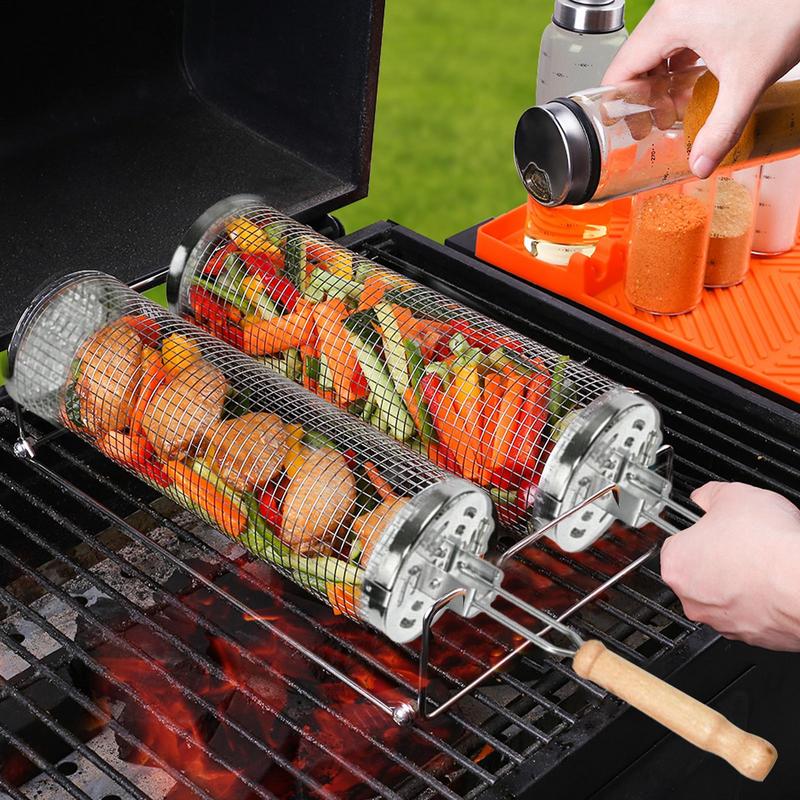 قفص شواء دوار من الفولاذ المقا - مراجعة Camping Cooking Gifts وسعره