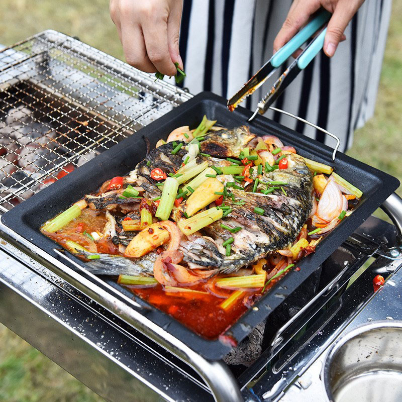 مقلاة شواء مربعة سميكة للاستخد - مراجعة Camping Cooking Griddle وسعره