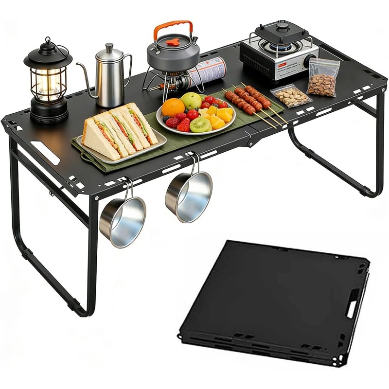 طاولة تخييم قابلة للطي والتعدي - مراجعة Camping Outdoor Cooking Table وسعره