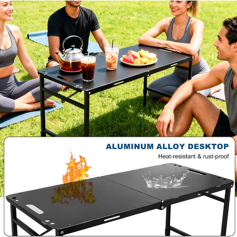 طاولة تخييم قابلة للطي والتعدي - مراجعة Camping Outdoor Cooking Table وسعره