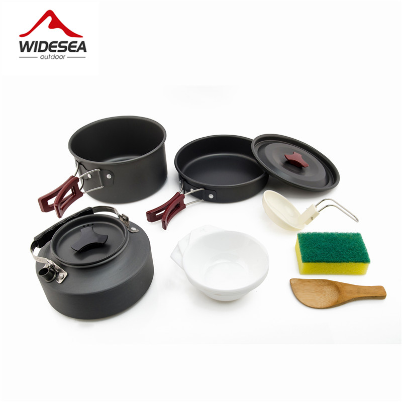 Widesea التخييم طقم حلل استانل - مراجعة Camping Cooking Bundle وسعره
