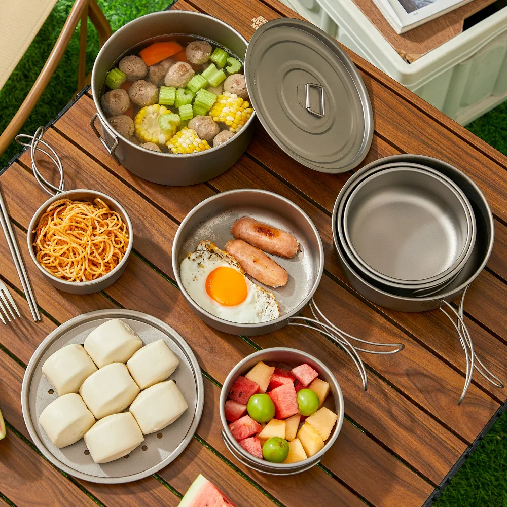 التيتانيوم في الهواء الطلق وعا - مراجعة Camping Lightweight Cooking Pot وسعره